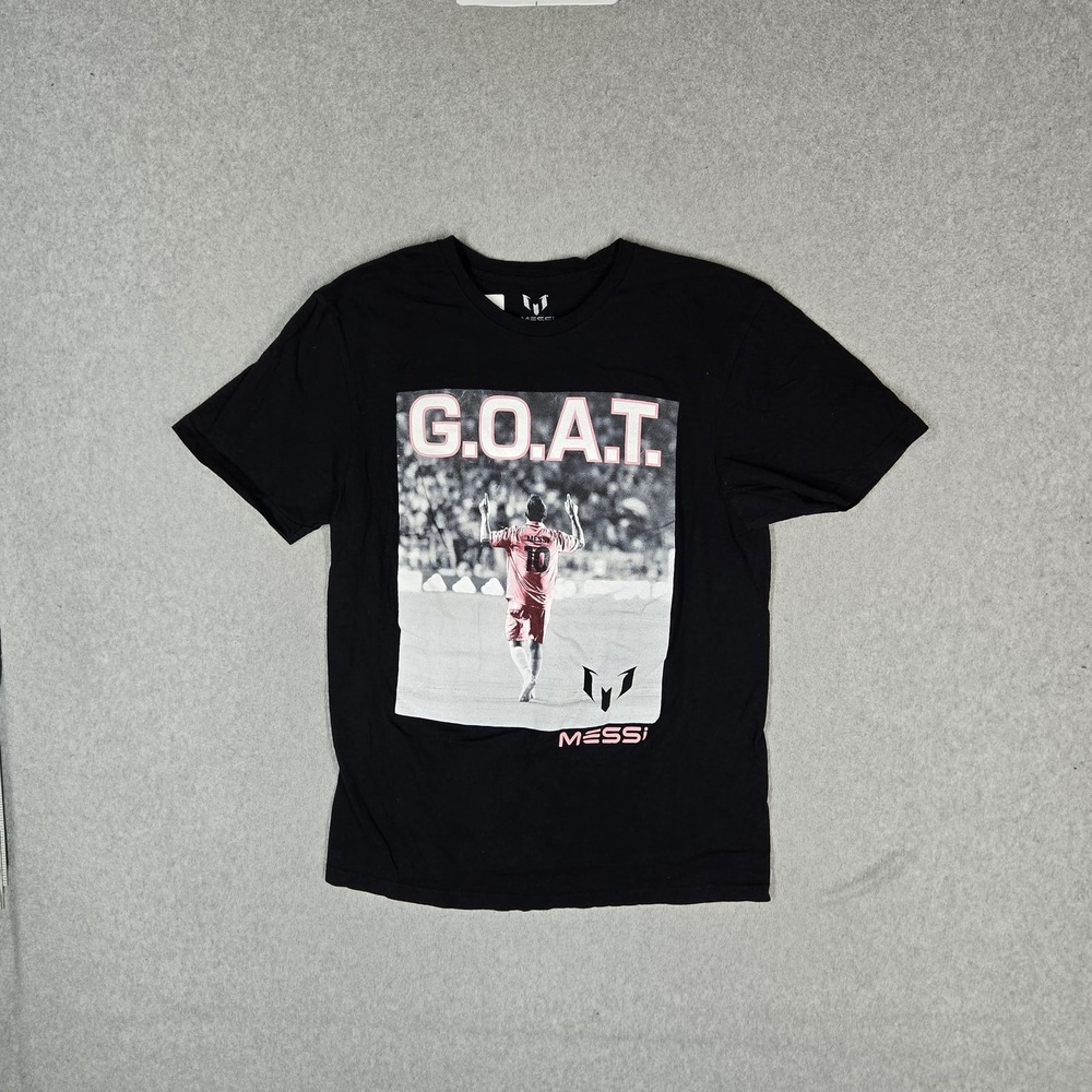 Messi Collection Men Shirt M Black Graphic Messi Soccer Tee Logo Short Sleeve